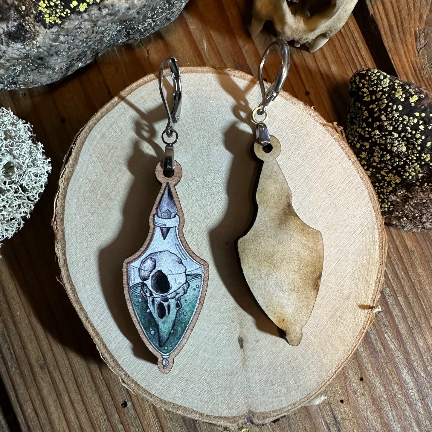 Crow skull earrings