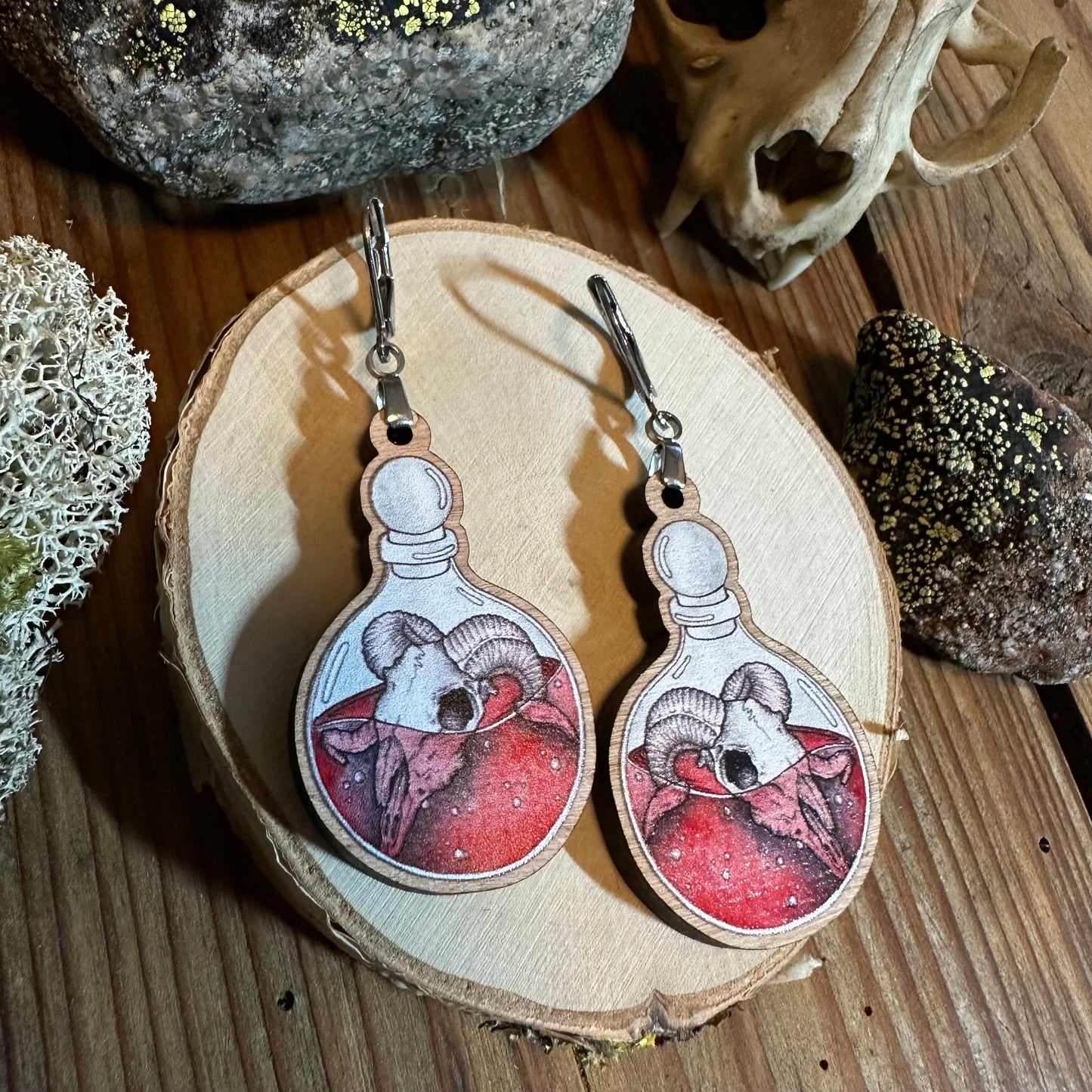 Ram skull earrings