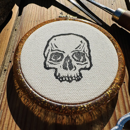 Cadre linogravé "Crâne"
