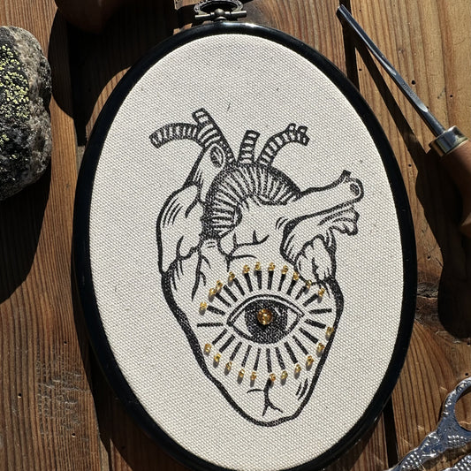 Linocut frame "See with the heart"