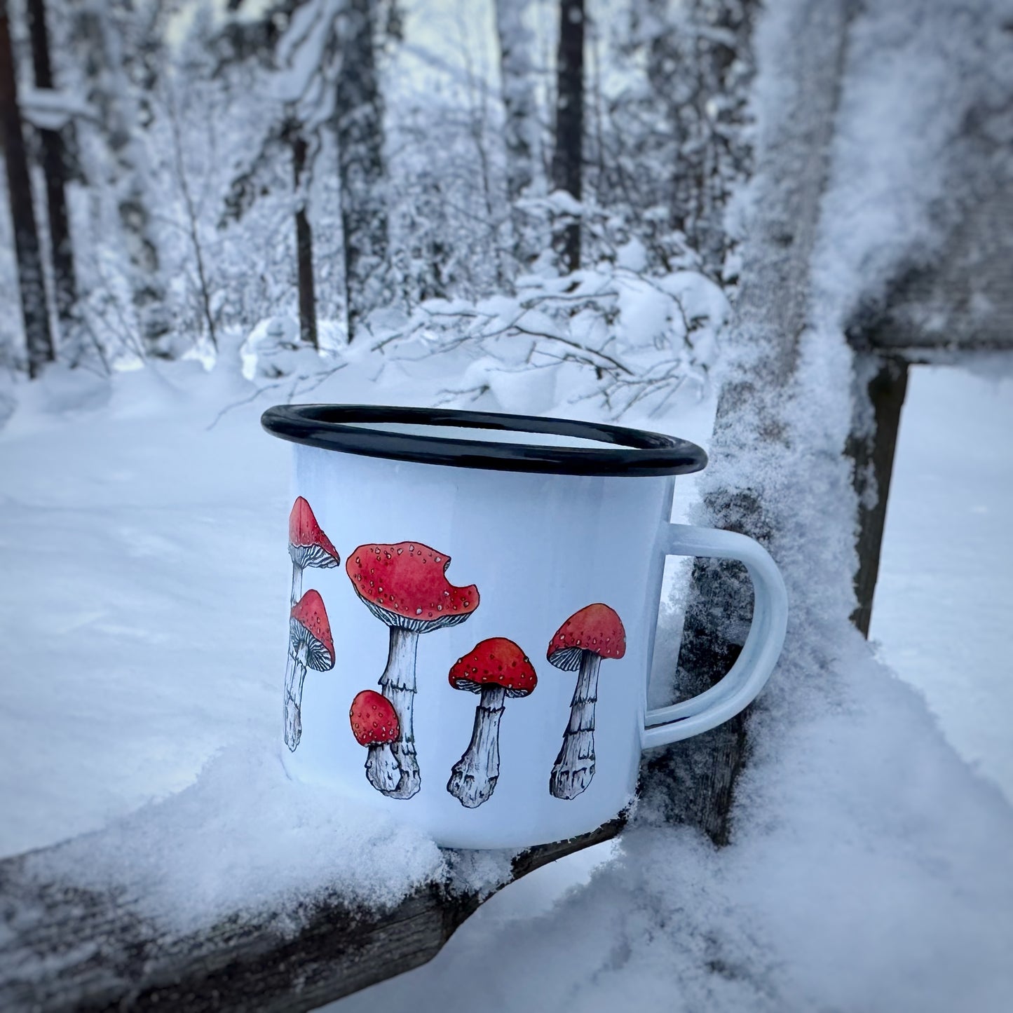 Amanita enamel mug